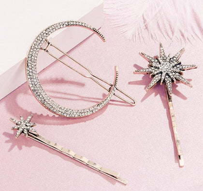 Moon & Stars Hair Clip Set